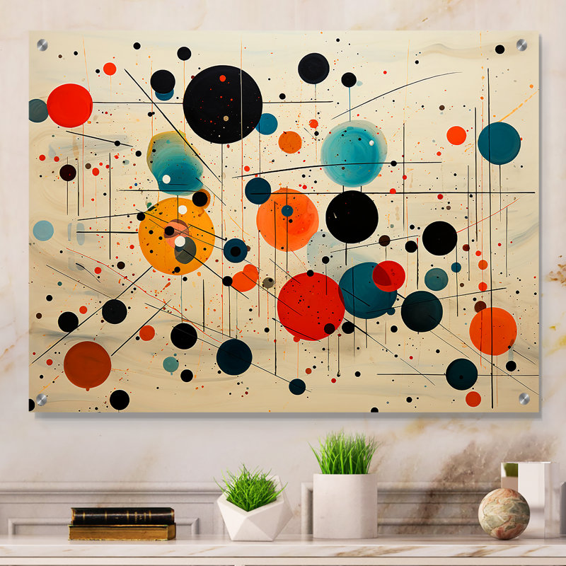 Abstrait géométrique orange Mid-Century II abstrait - art mural abstrait Mid-Century, H 12 po x l 20 po