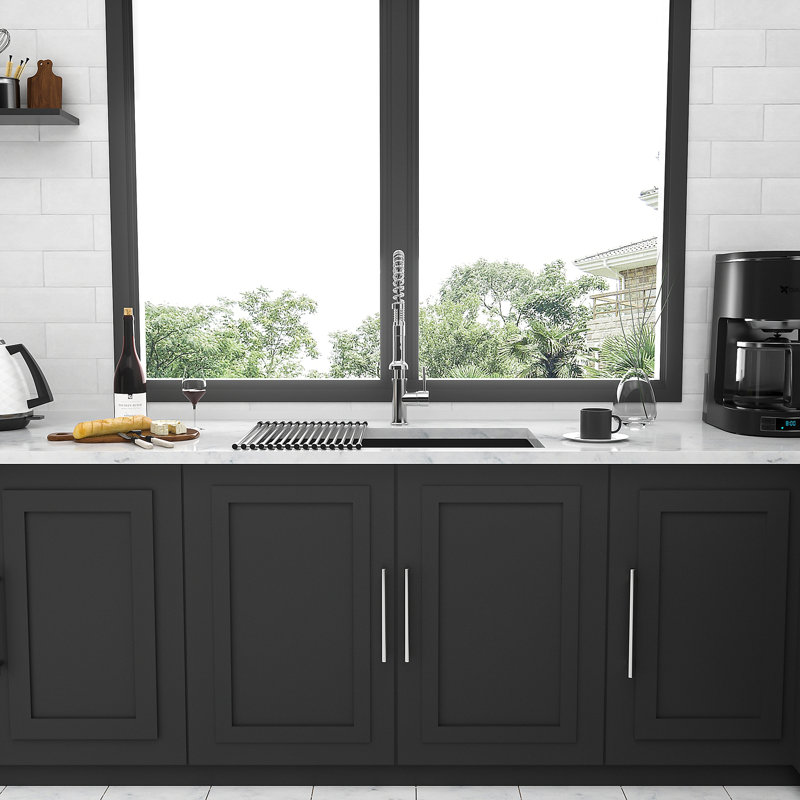 Évier de cuisine encastrable 32 po - 32 po x 19 po x 10 po - Évier de cuisine noir encastrable noir de calibre 16 - Évier de cuisine à cuve simple de profondeur 10 pouces