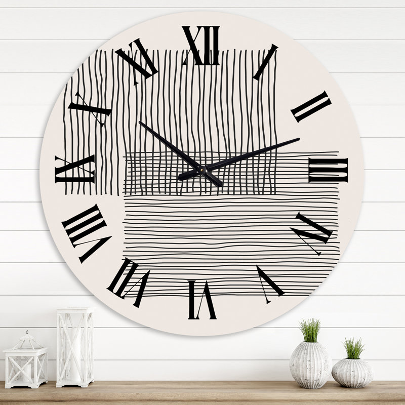 Minimal Geometric Lines and Squares II - Horloge murale moderne, Surdimensionné
