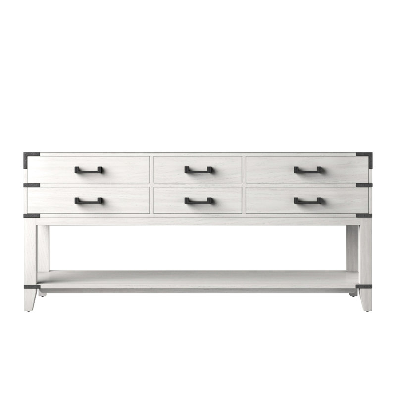 72 po Meuble-lavabo double en chêne blanc - option de rangement en bois massif à fermeture douce et compartiment abondant entièrement assemblé de 72 po x 22 po