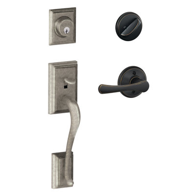Addison Handleset with Single Cylinder Deadbolt and Avila Door Lever and Rosette