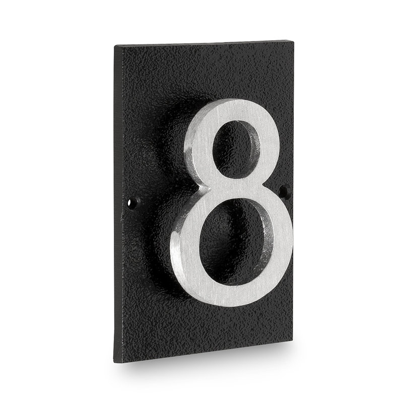 Plaque d’adresse murale sur 1 ligne flottante, Noir, Argent, Oui