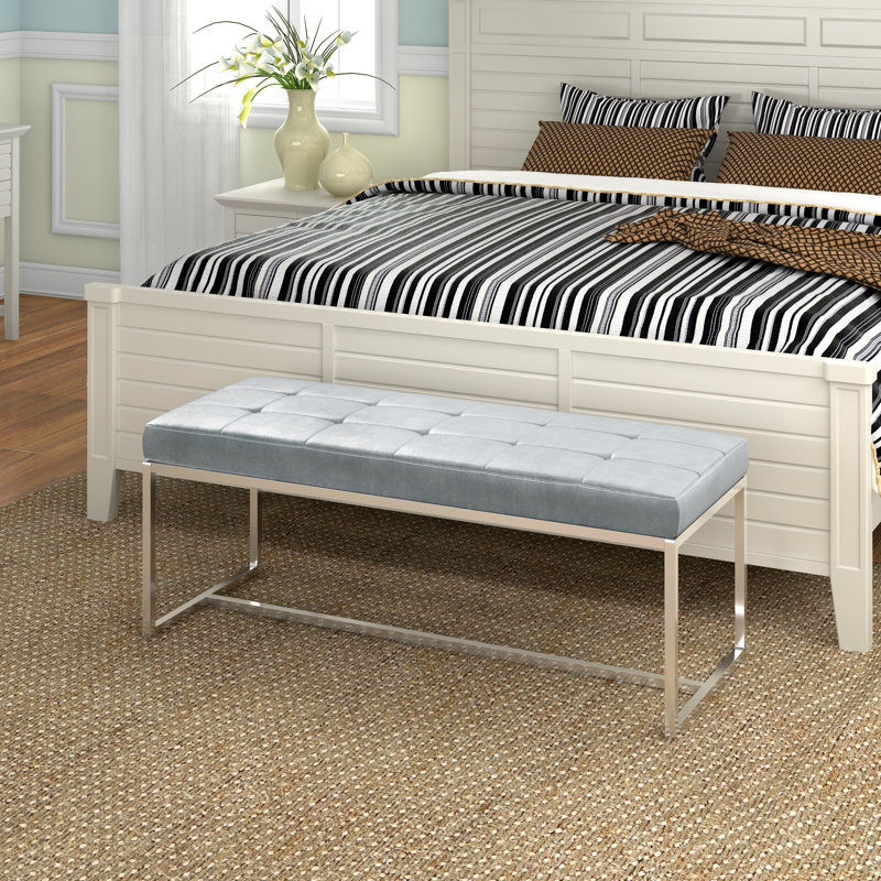 Bundoran Velvet Upholstered Bench, Silver Grey