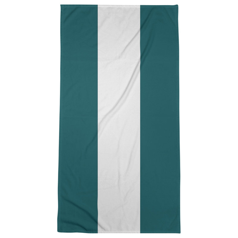 Cotton Blend Beach Towel, Off White/Green