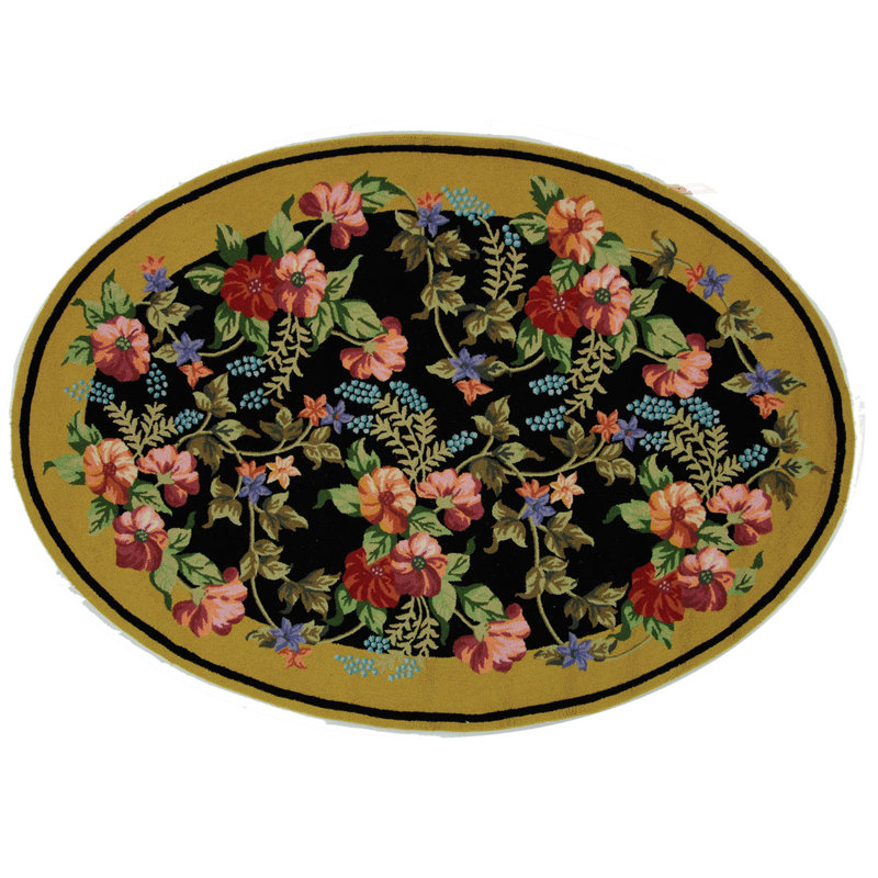 Tapis noir Baytown Garden, Ovale 7 pi 6 po x 9 pi 6 po