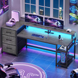 Metal Base Computer Desk with Power Outlet