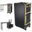 Portable Nail Art Table w/ LED Mirror, Bluetooth, Lockable Drawers, Telescopic Pole - Folding Manicure Station for Salons (Black Gold)