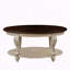 Table basse ovale en bois avec tablette de rangement ouverte