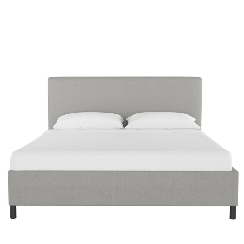 Pyburn Upholstered Platform Bed, Twin, Linen Gray Linen