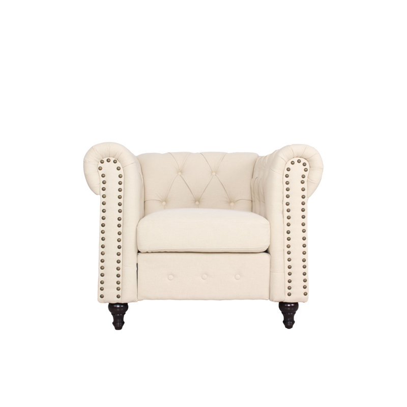Fauteuil Maquon, Mélange de polyester crème, Mélange de polyester crème