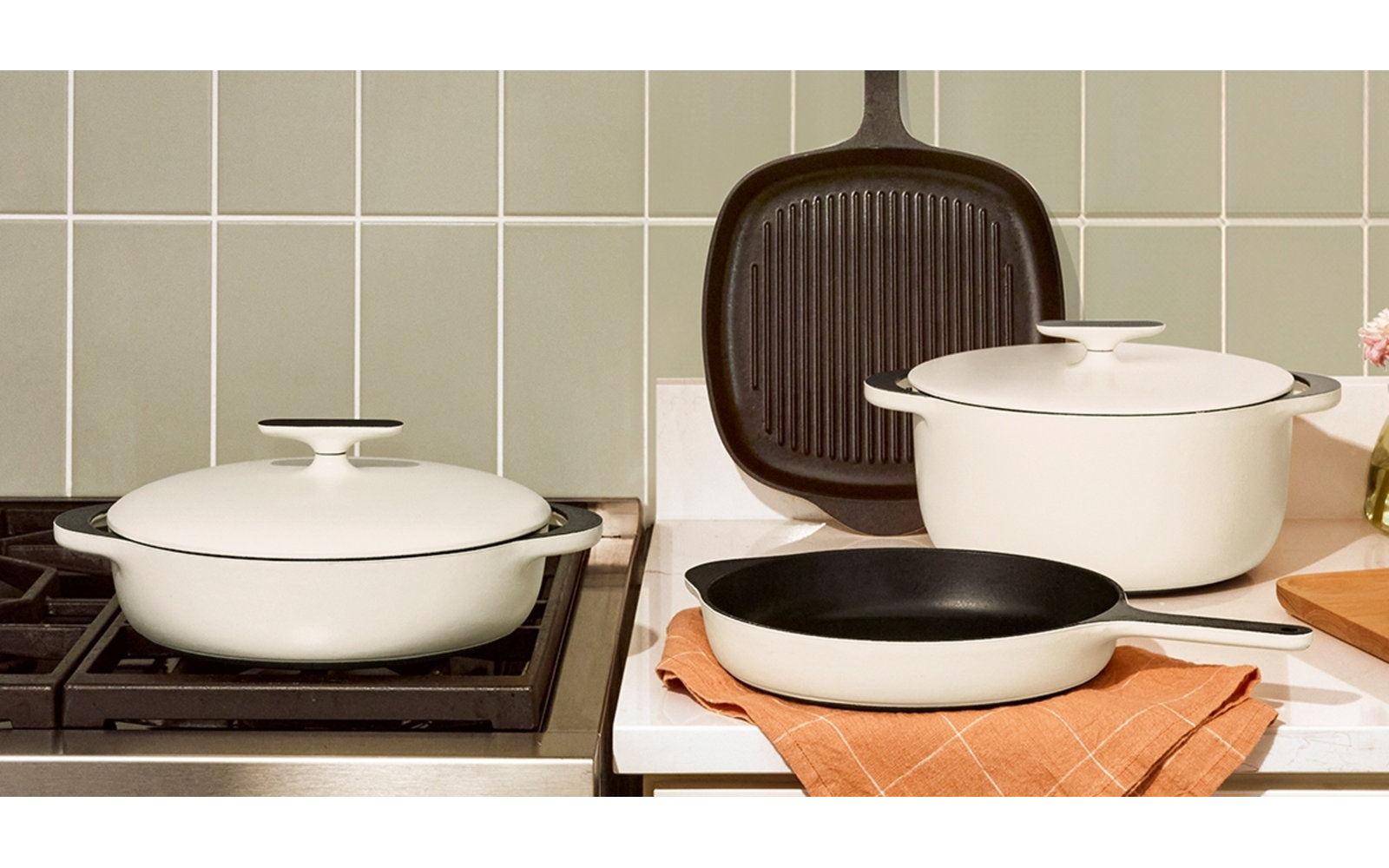 Caraway Enameled Cast Iron Braiser, Cream