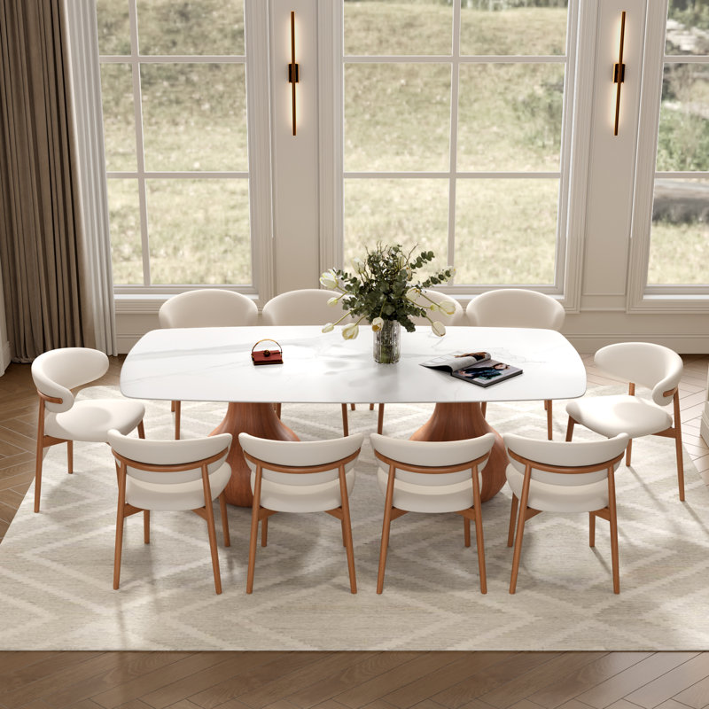 Otelia Large Double Pedestal Dining Table, 29.5"H x 93.7"L x 43.3"W, Amber, Walnut