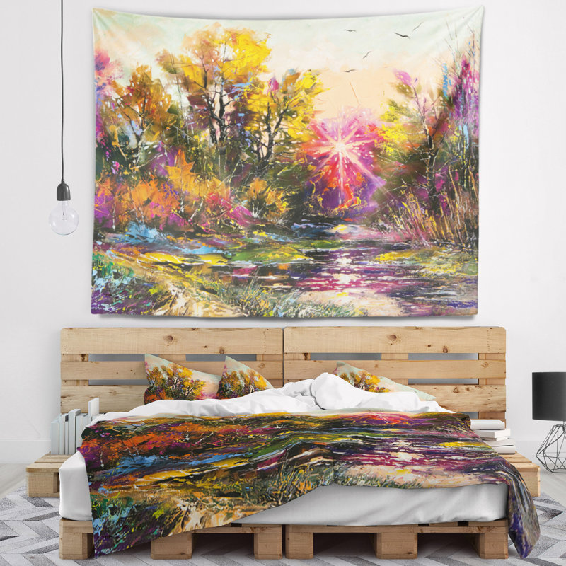 Adieu du paysage à la tapisserie d'automne, H 50 po x l 60 po