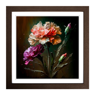 Carnation Flower Palette Knife Painting - Framed Print