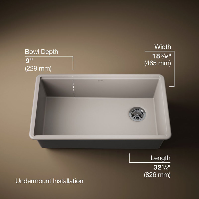 Billings 32-1/2 In. Undermount Single-Bowl Kitchen Sink, Beige