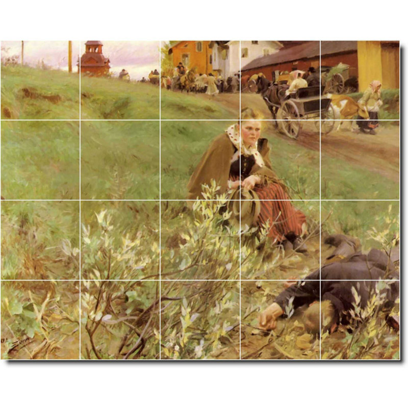 Carreau de peinture murale 40 po x 32 po 8 po x 8 po, Peinture de jardin Anders Zorn W10053