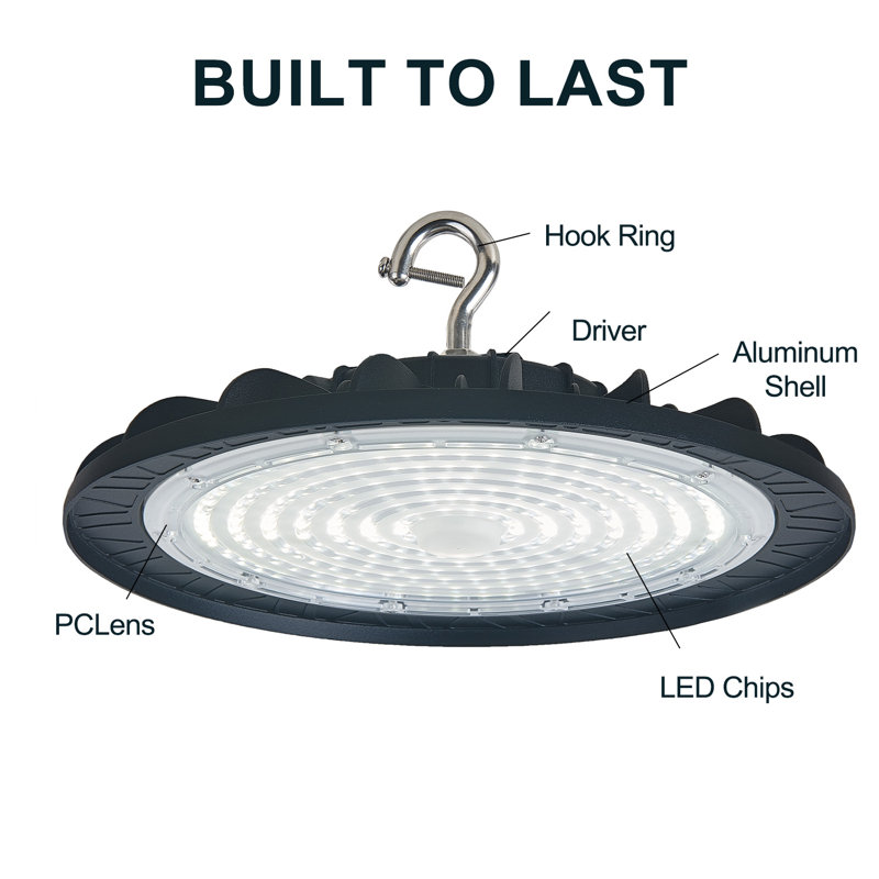 Éclairage commercial intégré à DEL haute intensité de 500 watts à intensité variable noire, 5000K