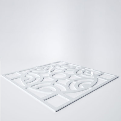 Walton Decorative Fretwork Acrylic Wall Panels, Small, 11 3/8"W x 11 3/8"H x 1/8"T, White