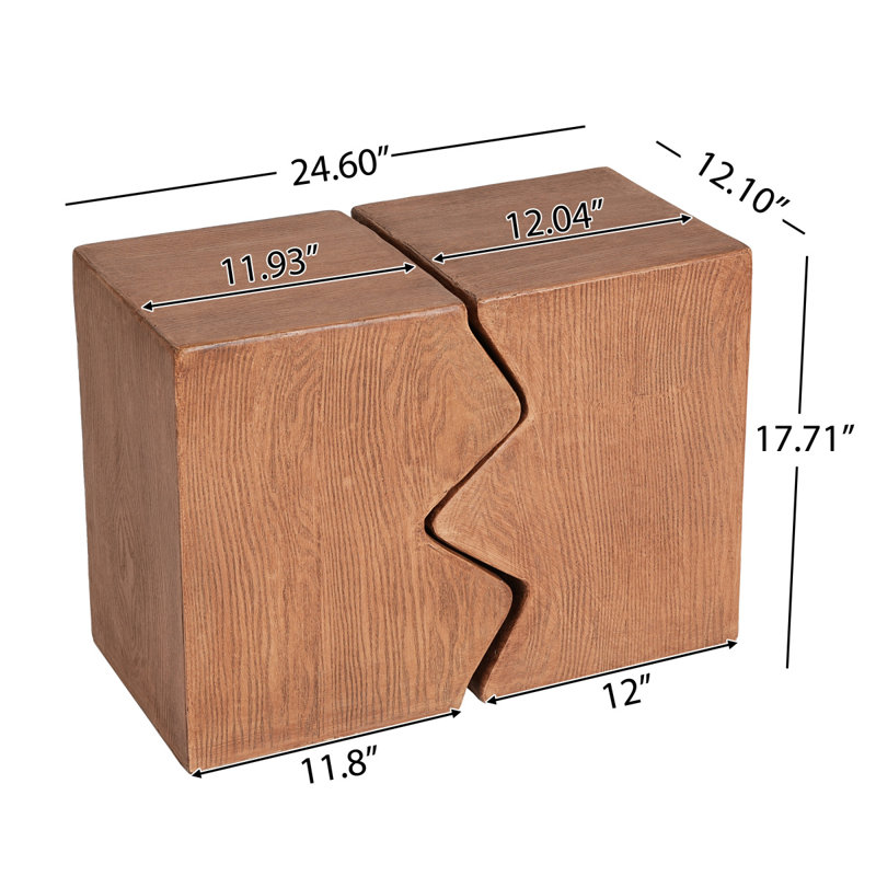 Table d'appoint MGO, ensemble de 2 tables d'appoint rectangulaires d'extérieur, tabourets de jardin décoratifs pour l'intérieur et l'extérieur, table d'appoint, table d'appoint de patio, table de bout emboîtable, imitation bois naturel