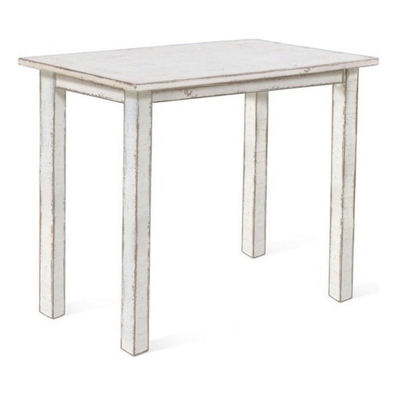 Rena Bar Height Dining Table | 48" Rectangular Top | Mahogany Wood, 36"H x 48"L x 24"W, White