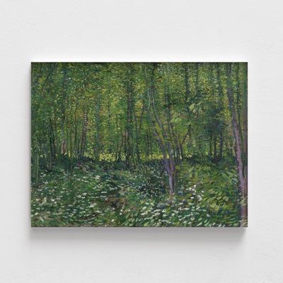 Trees and undergrowth by Vincent Van Gogh, Green Nature Art, Forest Wall Art