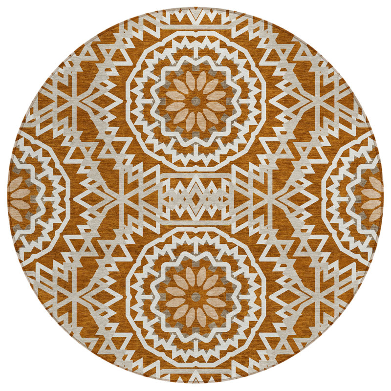 Kawon Geometric Indoor / Outdoor Rug, Round 8'