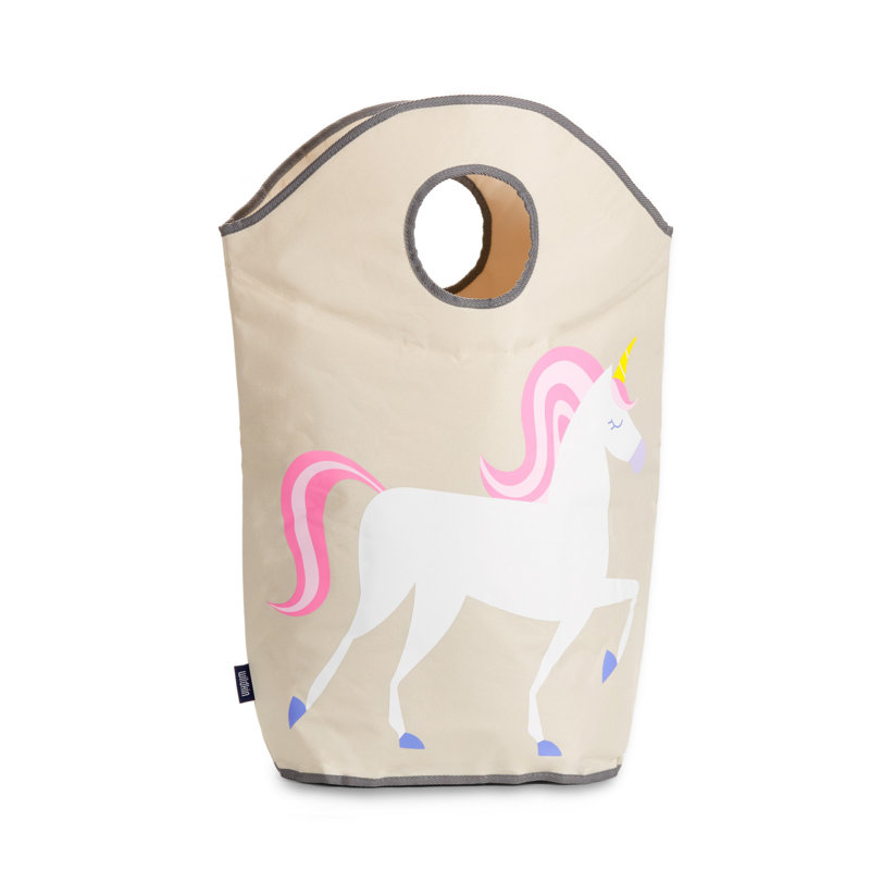 Wildkin Kids Laundry Hamper – Collapsible Hamper for Boys & Girls, Durable Polyester with Handles & Mesh Bottom - Unicorn