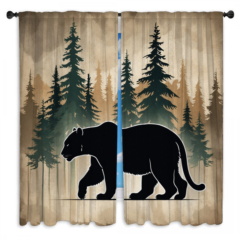 Bear In Forest Silhouette, 40 po x 60 po - 2 panneaux, Transparent