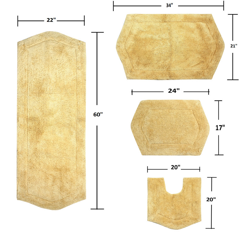 Ensemble de tapis pour salle de bain 4 pièces Morissette, Jaune
