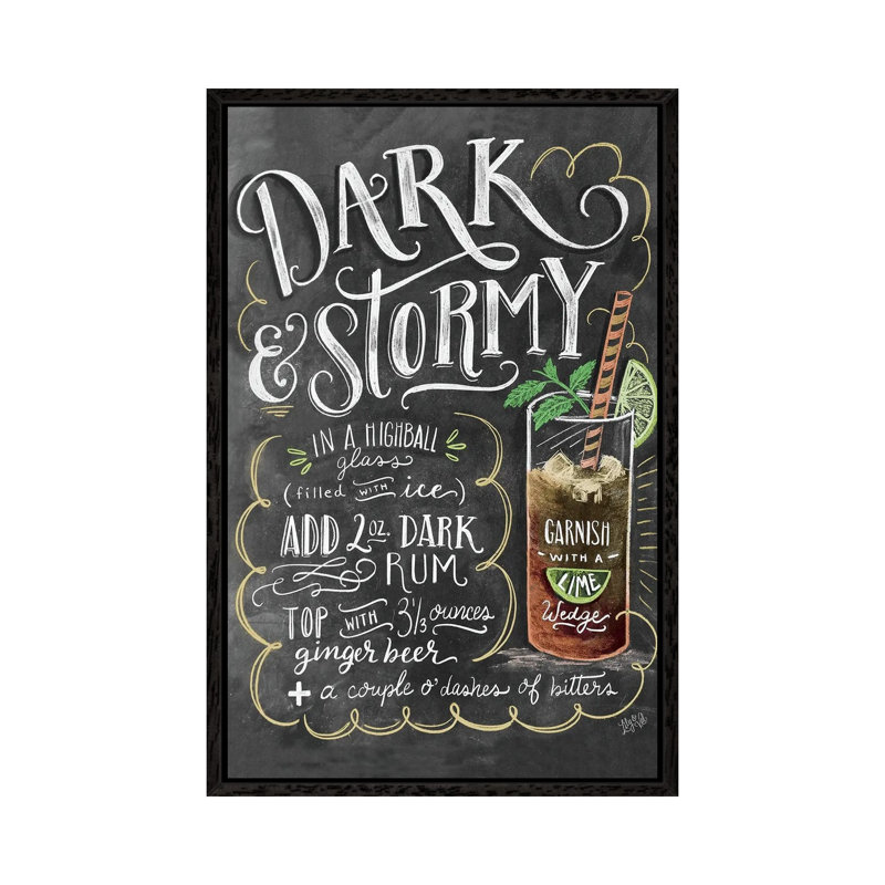 Dark And Stormy Recipe by Lily & Val - Floater Frame Print on Canvas, 66.04 cm H x 45.72 cm W, Black Framed Canvas