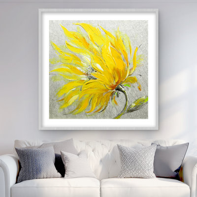 Yellow Flower - Contemporary Yellow Framed Matted Print