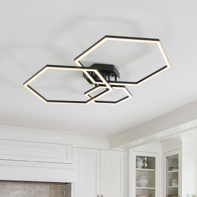 Vitolds 3-Light 40.2" LED Flush Mount Unique with Remote Control
