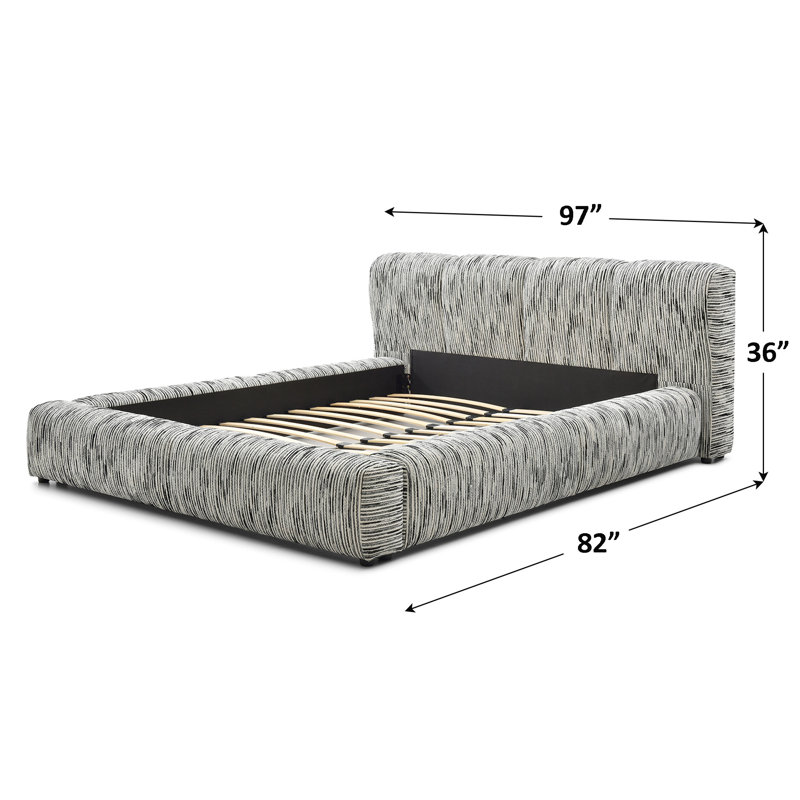 Base de lit tapissier Serene, Blanc/Noir, Grand