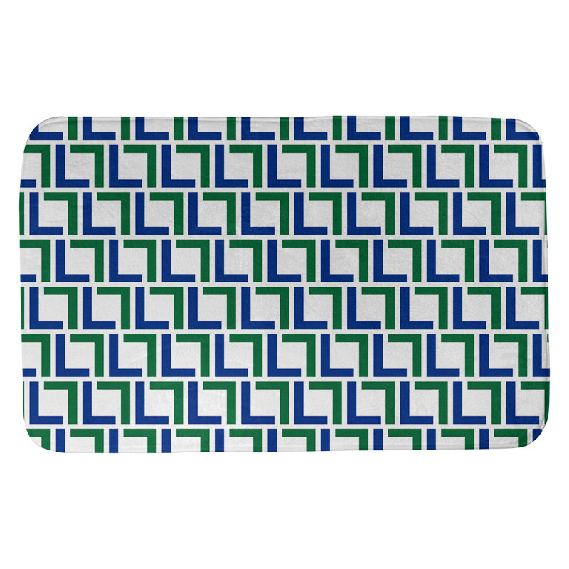 Tapis pour salle de bain Baltimore, l 17 po x L 24 po, Blanc / bleu / vert
