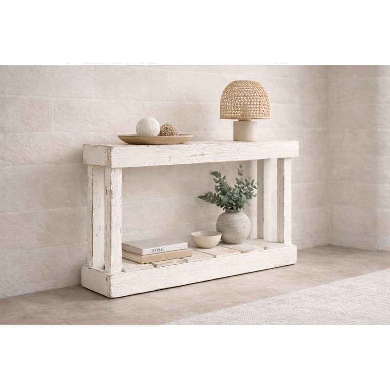 Console d'entrée 46 po en bois récupéré blanc, Blanc