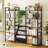 5/6-tier Bookcase With Hanging Fabric Bins, Adjustable Shelves, Storage Unit-696410064-696410071