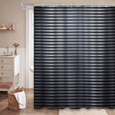 Rideau de douche abstrait en métal noir avec 12 crochets