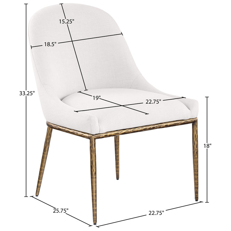 Chaise d'appoint rembourrée Ferro Hessle, Tissu crème texturé en lin, Or brossé