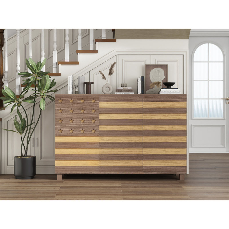 55"Buffet Sideboard Cabinet Storage: Versatile Kitchen Storage Cabinet With Hand Carved Craftsmanship Featuring 2 Drawers And 3 Doors