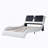 Faux Leather Upholstered Platform Bed Frame with led lighting ,Bluetooth connection to play music /RGB control,Backrest vibration massage,Curve Design, Wood Slat Support, No Box Spring Needed