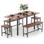 Ensemble de table de salle à manger 5 pièces Ensemble de table de cuisine avec table extensible 2 bancs et 2 tabourets Ensemble de salle à manger moderne pour la cuisine-849309469-849309468