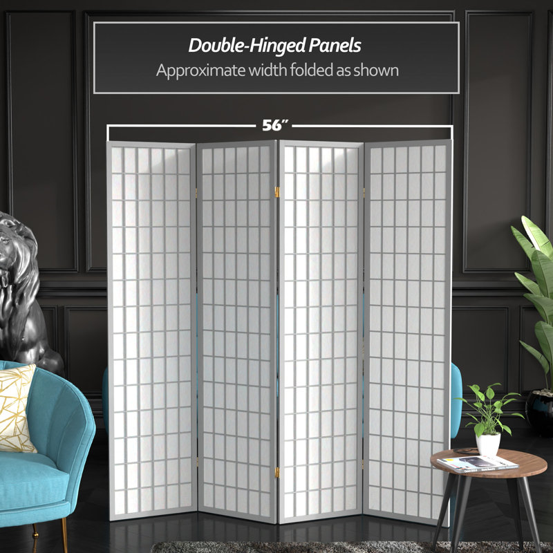 Paravent Shoji pliable Alex 70'' H, Gris, 4