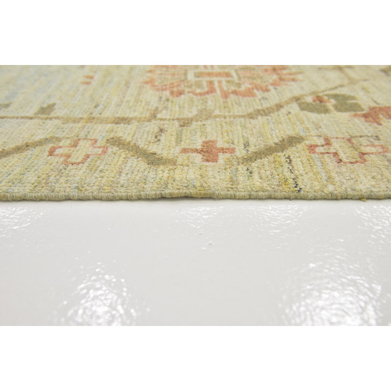 Tapis de la surface en laine bleu/vert 11 pi 9 po x 16 pi one-of-kind à la main noué la Mehdi