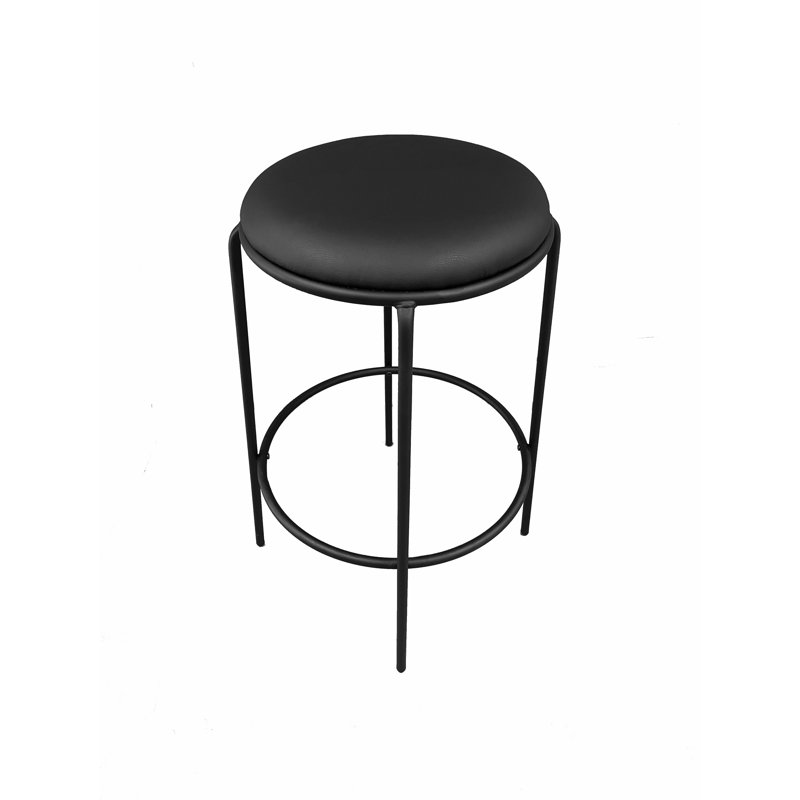 Sly Upholstered Counter Stool with Metal Frame, Black