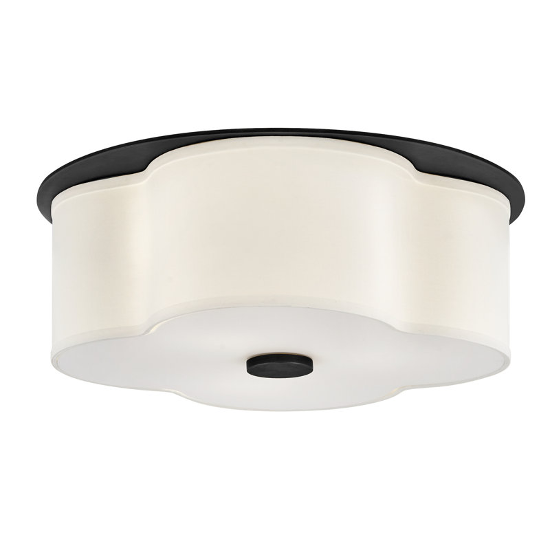 Black and White Etched Glass 3-Light LED Flush Mount Ceiling Light