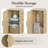 37.4"W Rattan Filing Cabinet With Lockable Drawers & Wheels And Adjustable Hanging Bars