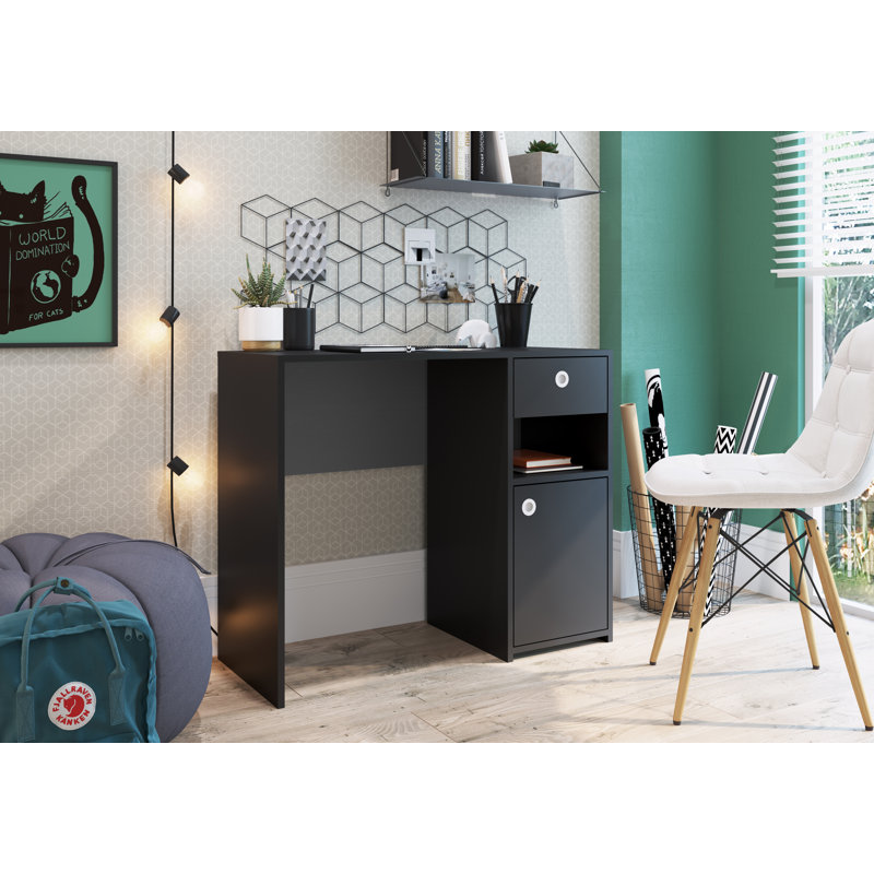 Desk With Drawer And Cabinet –, Black