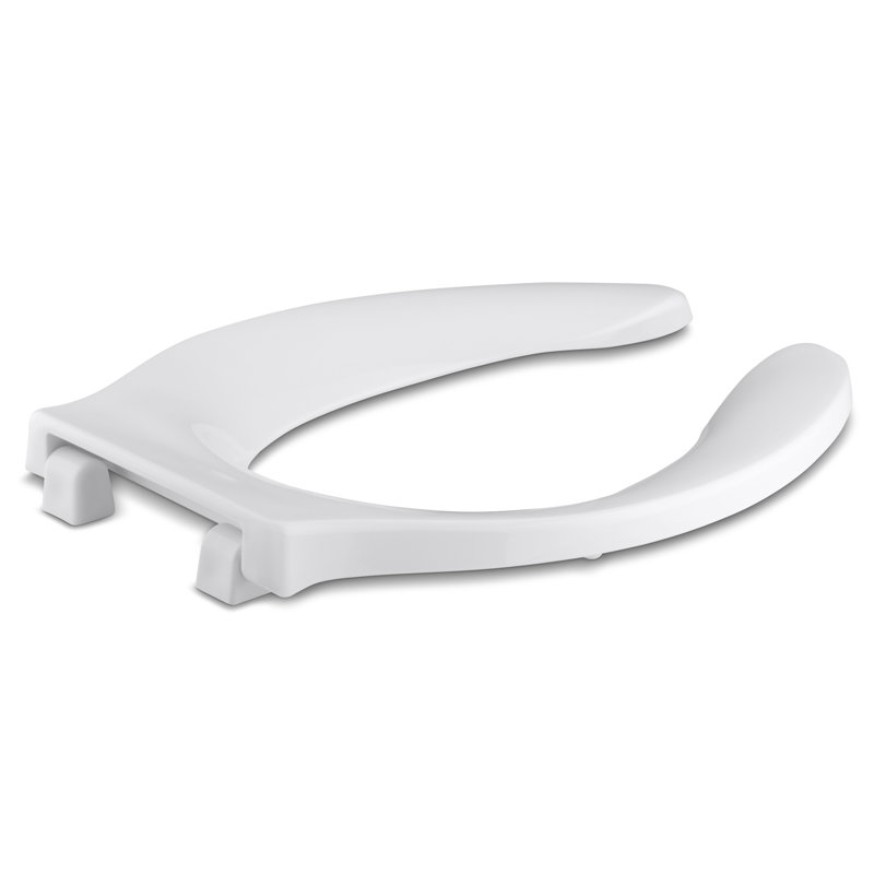 Stronghold Elongated Toilet Seat with Integrated Handle and Check Hinge, White