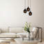 Lustre industriel industriel, hauteur réglable 44,1 po x 44,1 po x 44,9 po | Corps en métal avec capuchon en verre de fumée, 3 x E27 Max 40W | Conception scandinave, parfaite pour le salon et la salle à manger, indice de protection IP20