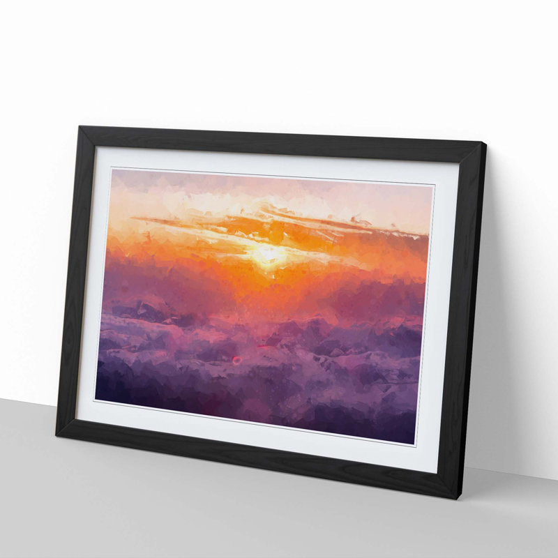 Sunrise over Bali in Abstract - Picture Frame Graphic Art Print, 48cm H x 65cm W x 2cm D, Black Framed